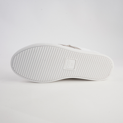Ultimate White/ Taupe Leather Sneakers