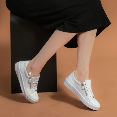 Amelia White Leather Sneakers