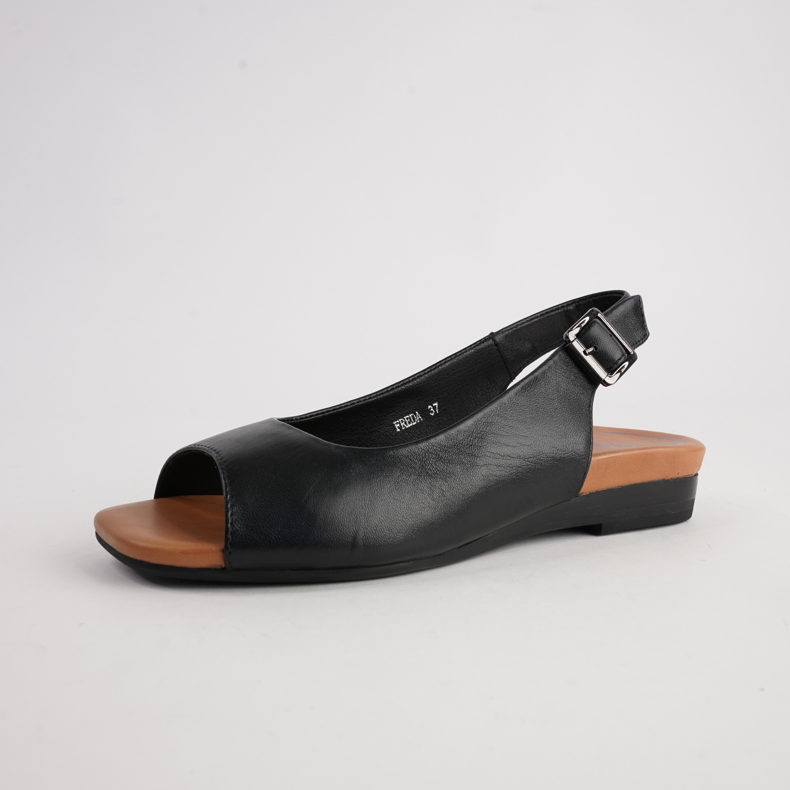 Freda Black Leather Sandals