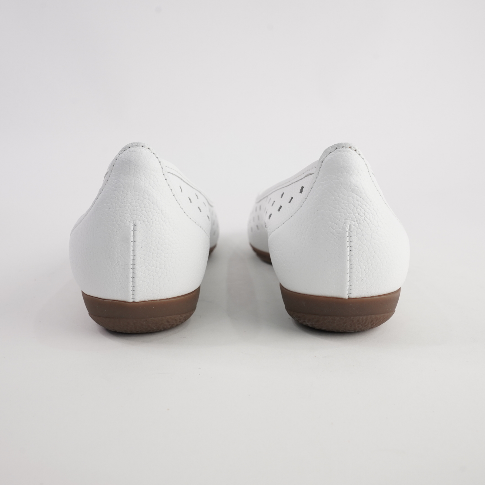 Skylar White Leather Ballet Flats