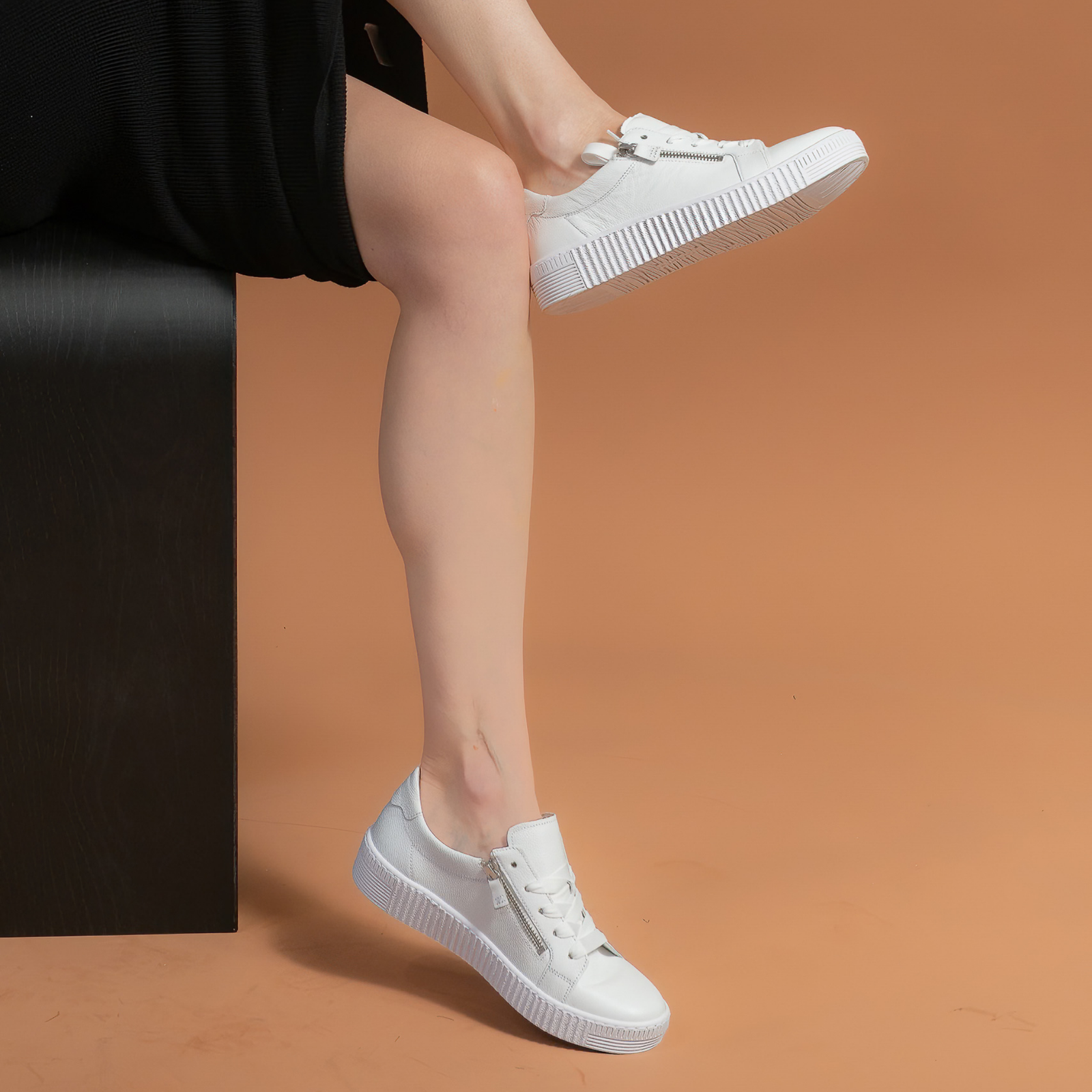 Amelia White Leather Sneakers