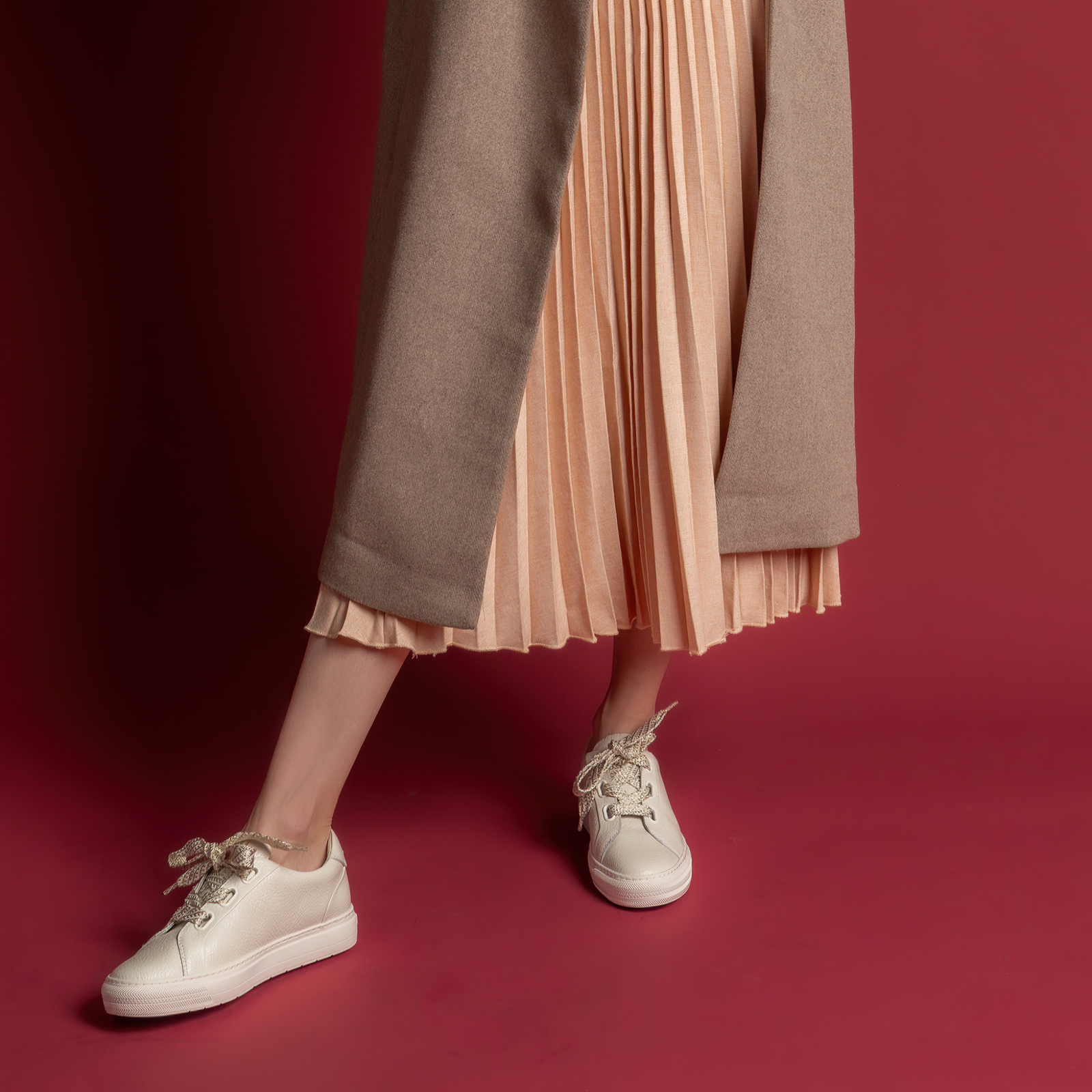 Mya Chalk Tumbled Leather Sneakers