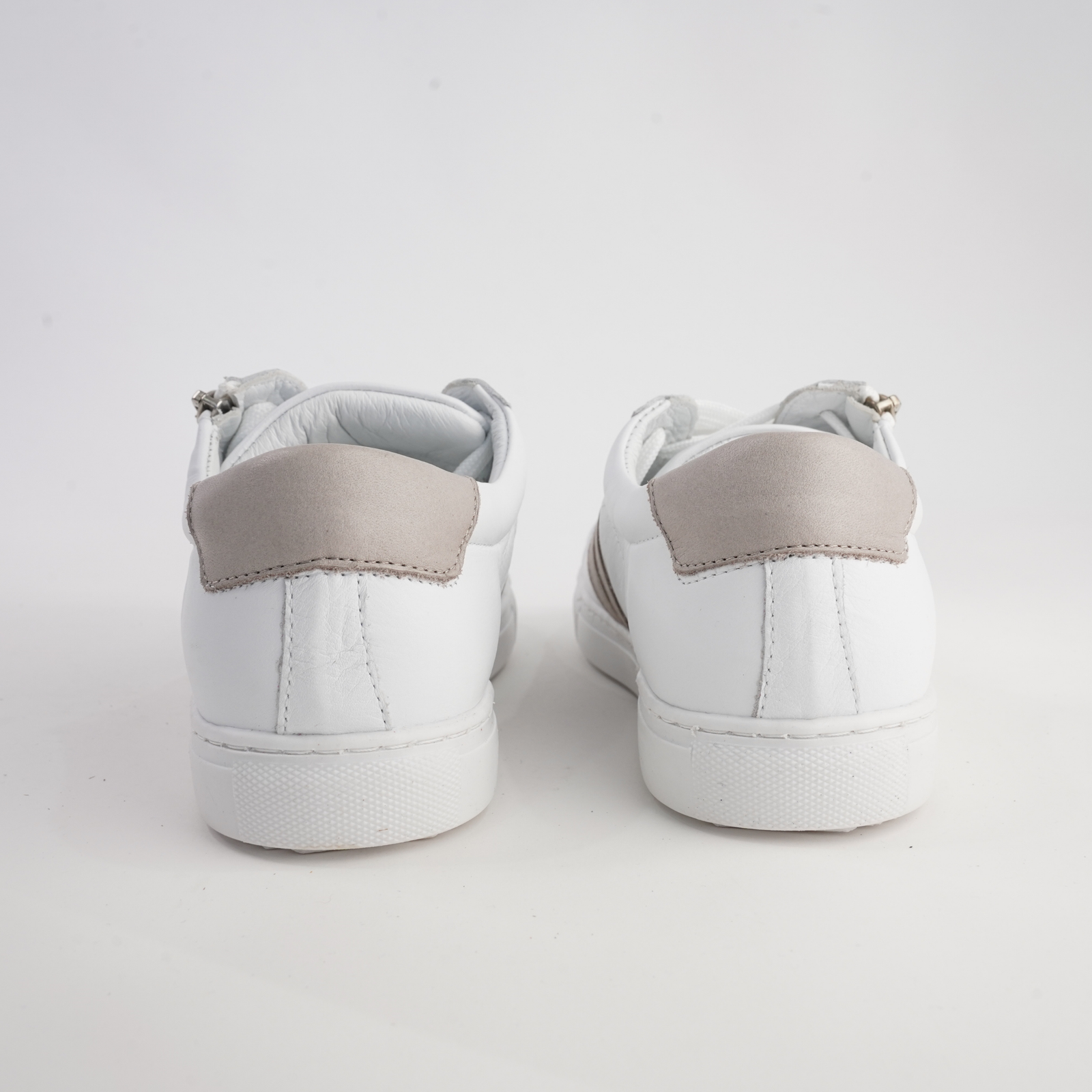 Ultimate White/ Taupe Leather Sneakers