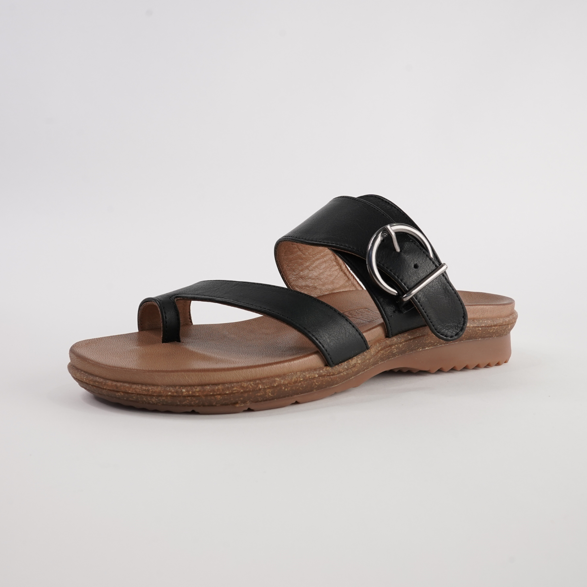 Archy Black Leather Sandals
