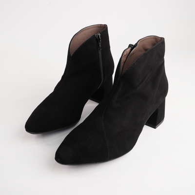 Isolde Black Suede Leather Ankle Boots
