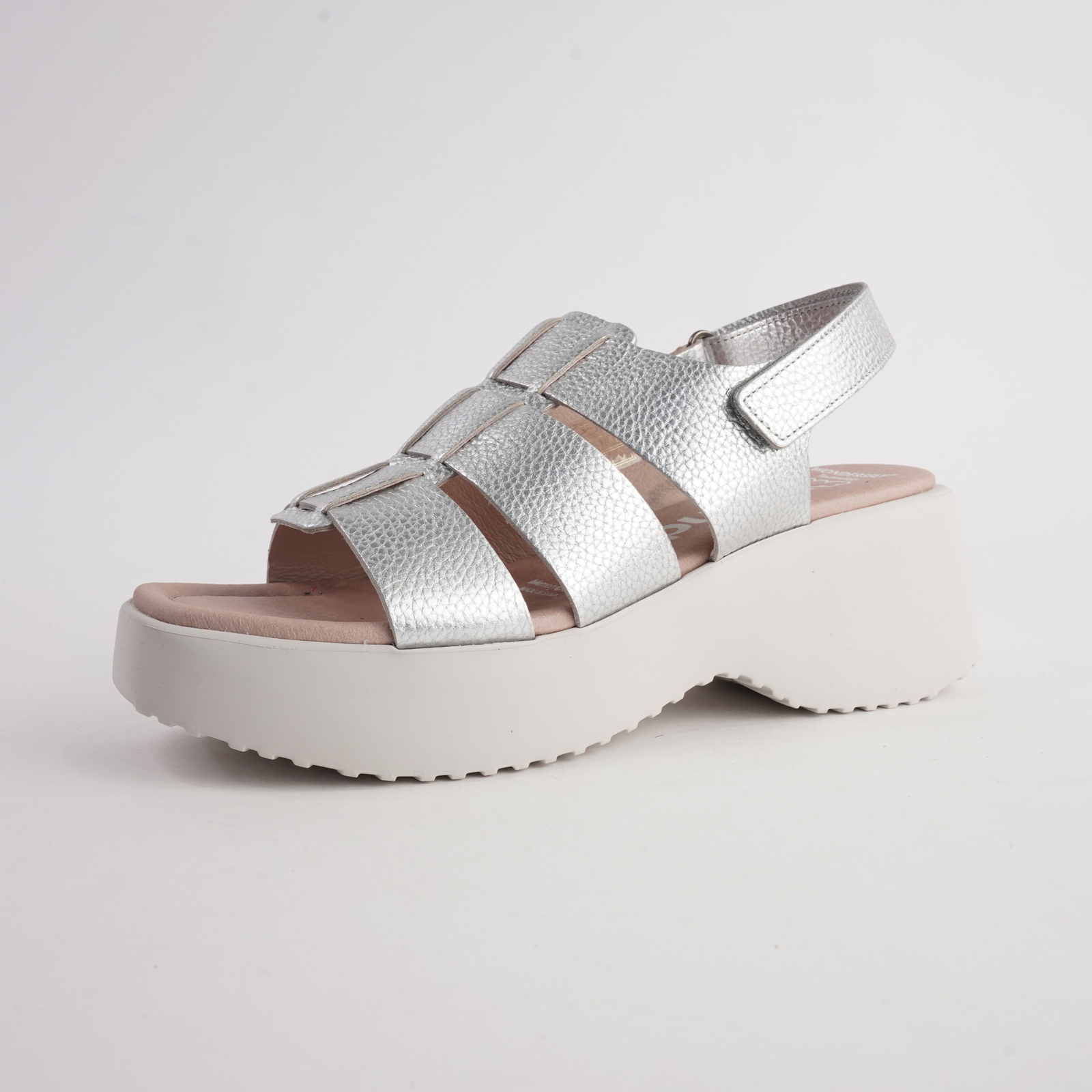 Dove Silver/ Off White Leather Sandals