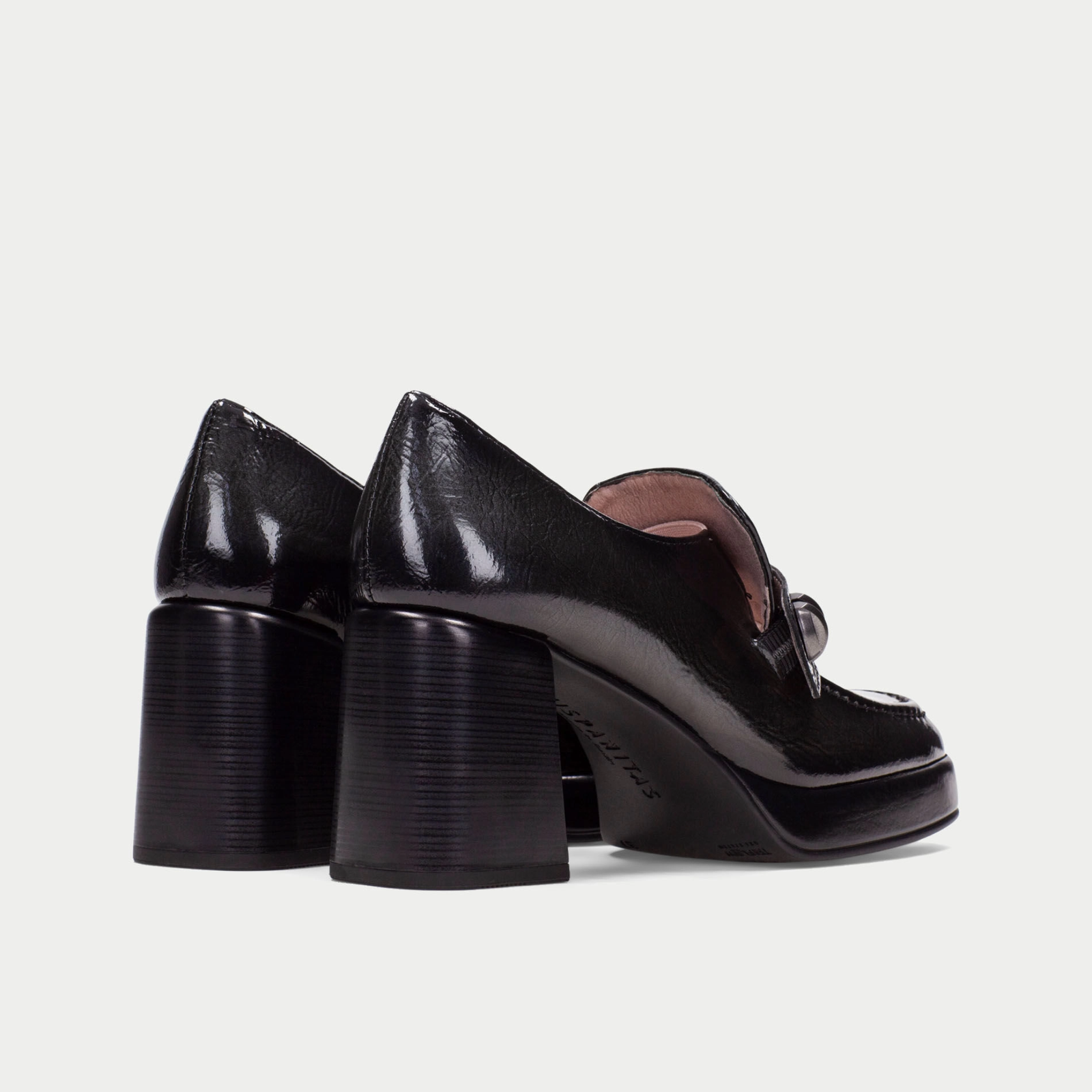 HI254229 Antracita Leather Heeled Loafers