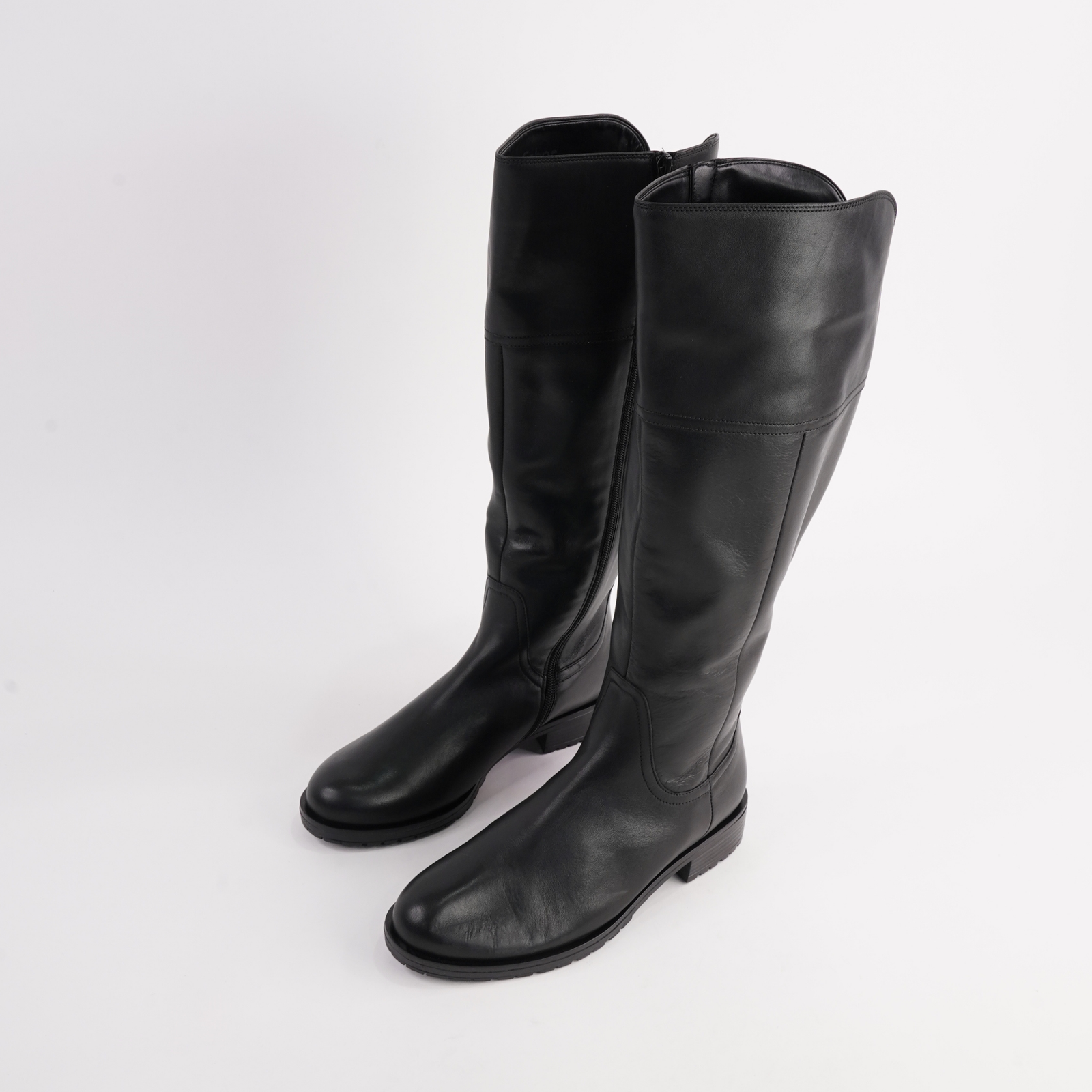 Charlie Black Leather Knee High Boots