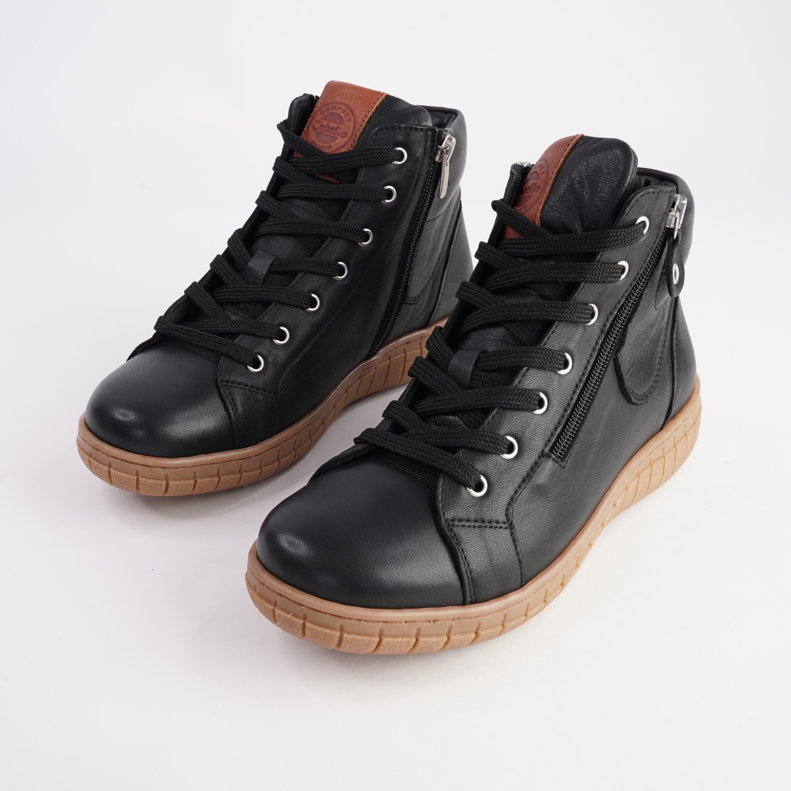 Reagan Black Leather Lace Up Boots