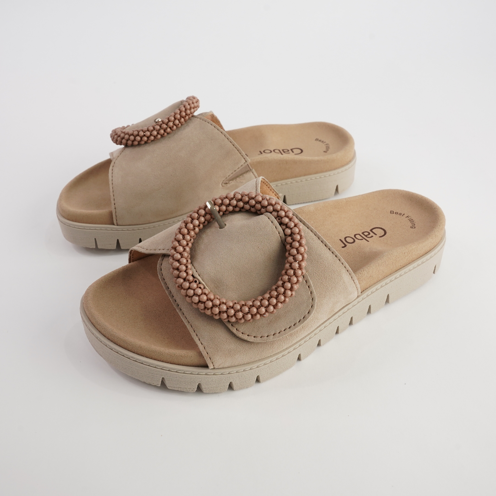 Lucille Caramel Suede Slides