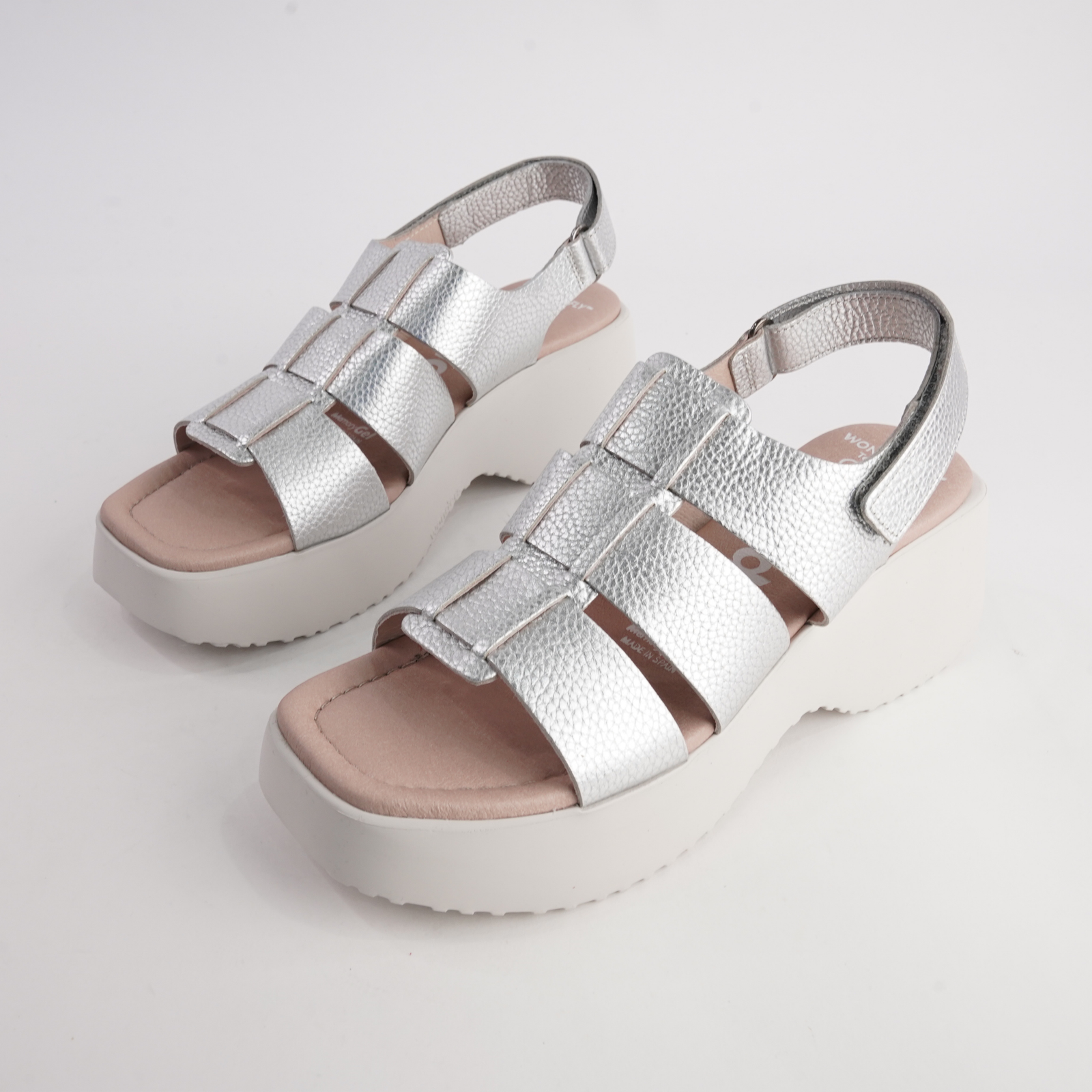 Dove Silver/ Off White Leather Sandals