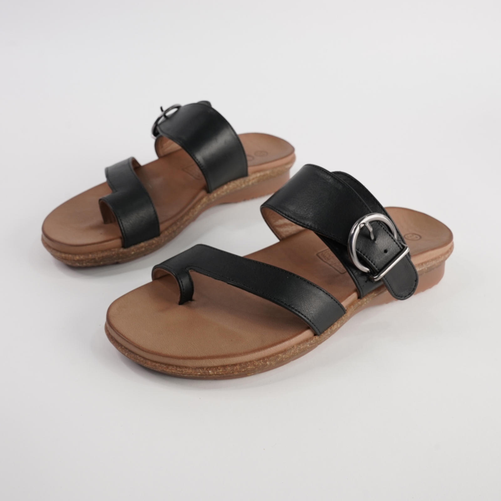 Archy Black Leather Sandals