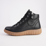 Reagan Black Leather Lace Up Boots