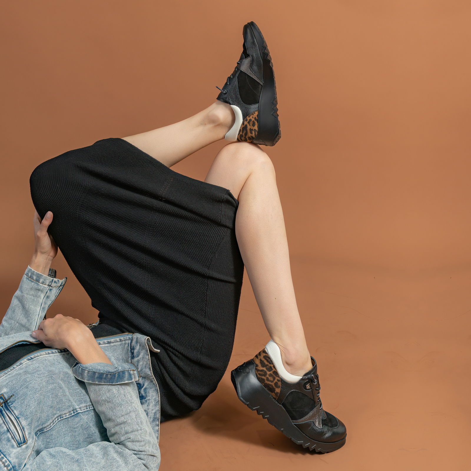 Alba Black Multi Leather Sneakers