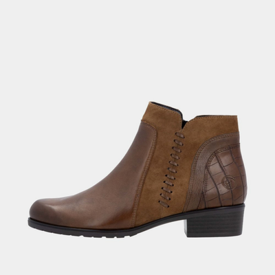 D6893 Chestnut Leather Ankle Boots
