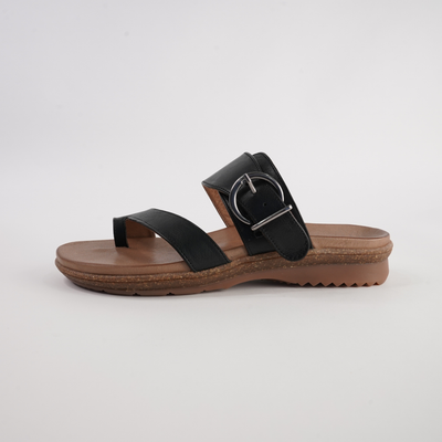 Archy Black Leather Sandals
