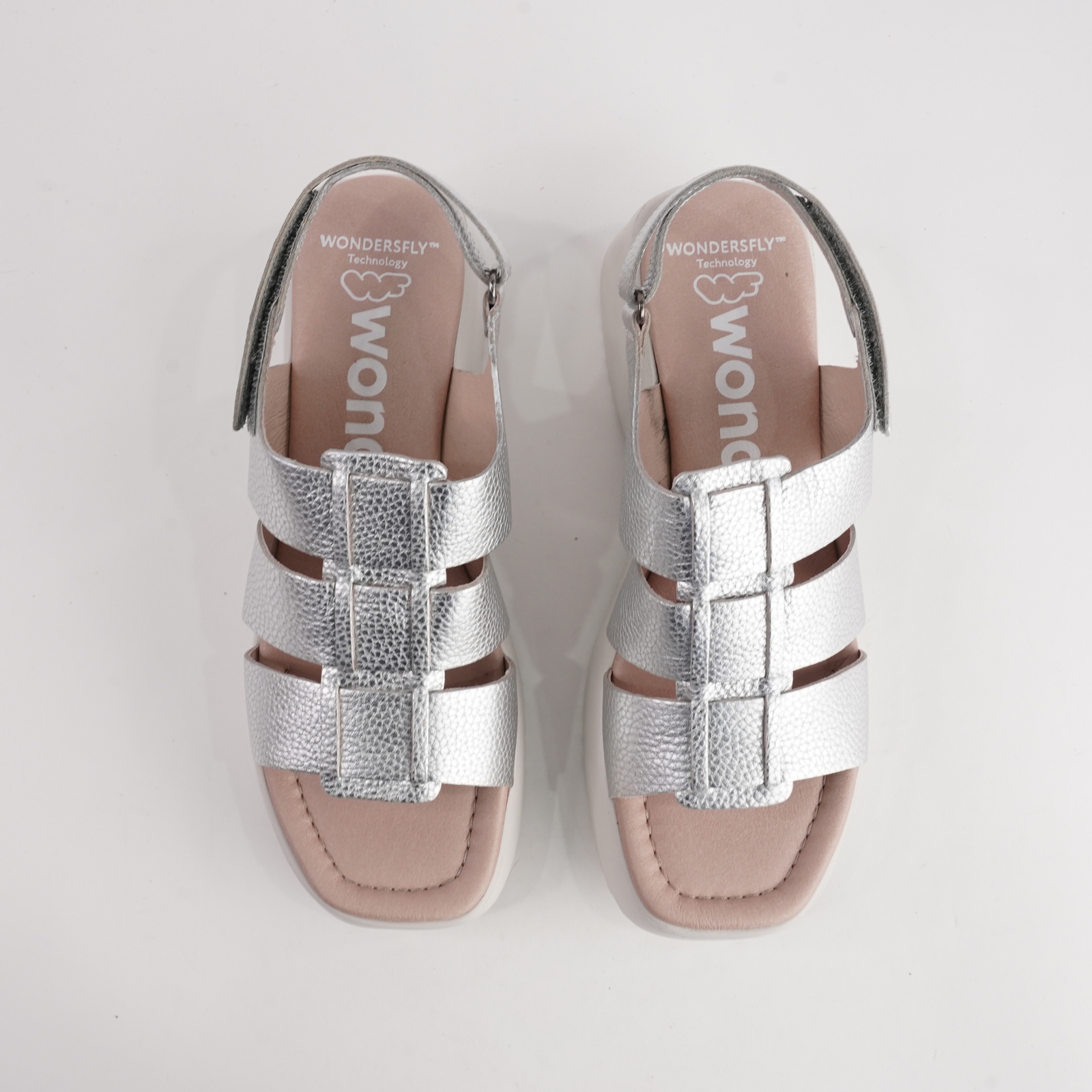 Dove Silver/ Off White Leather Sandals