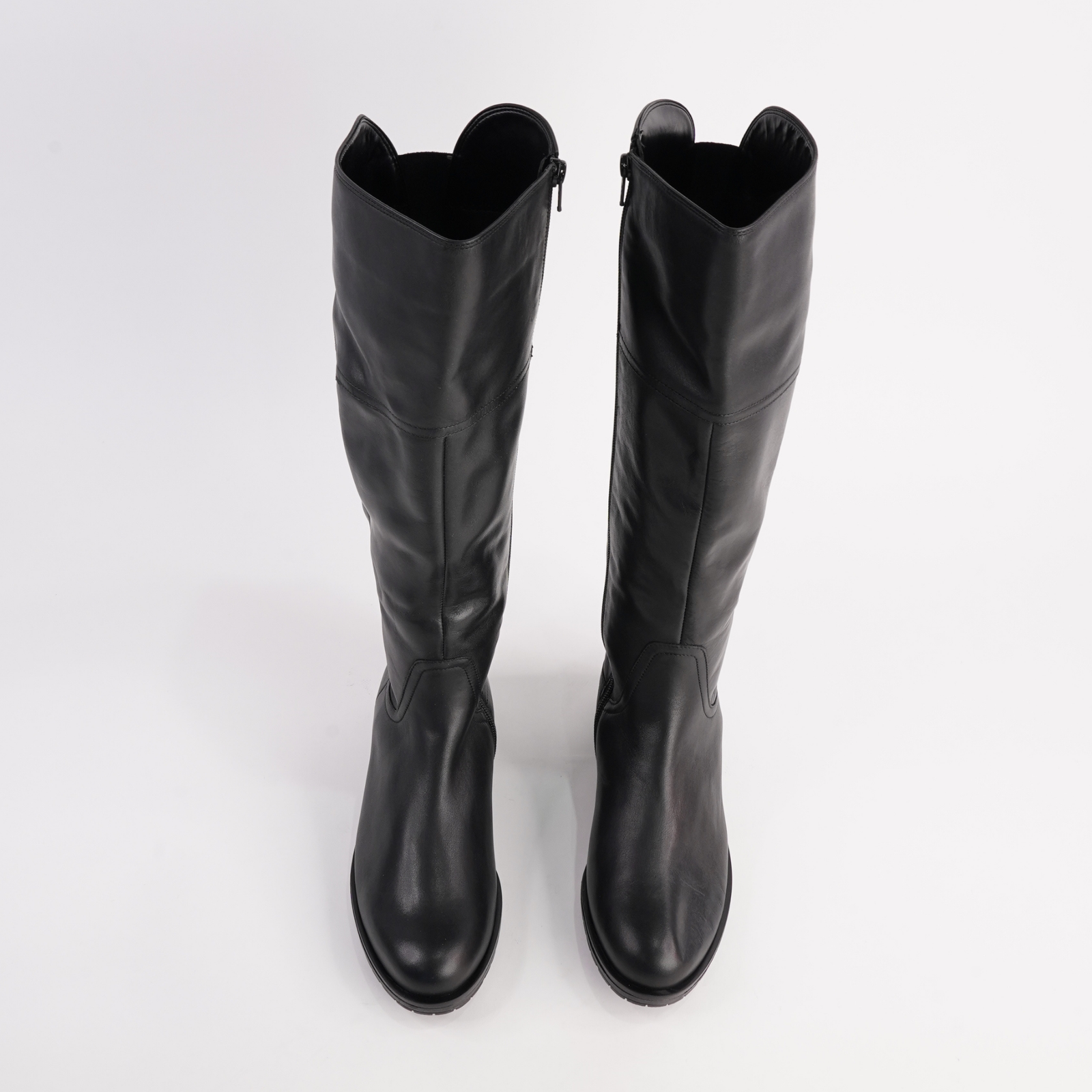 Charlie Black Leather Knee High Boots