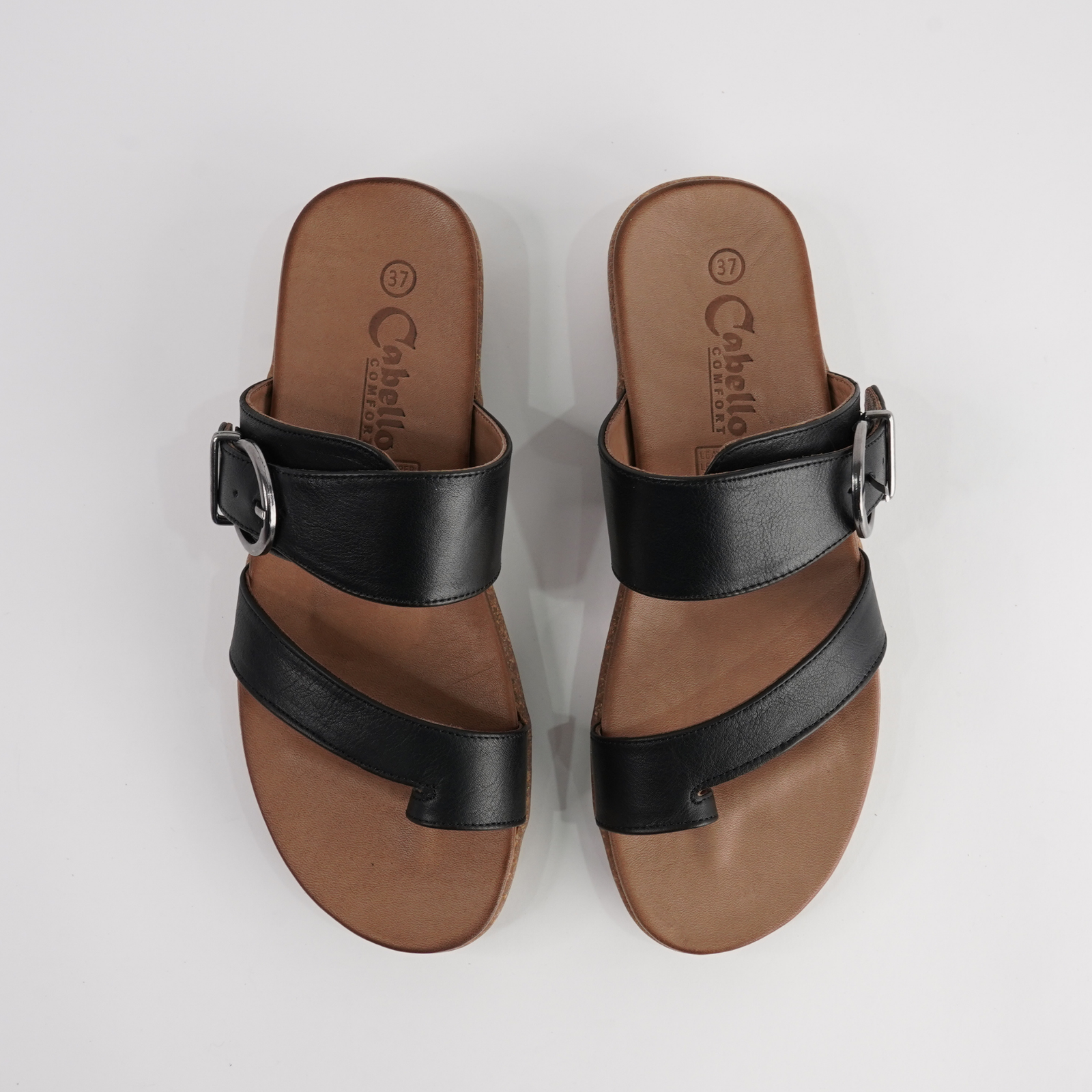 Archy Black Leather Sandals