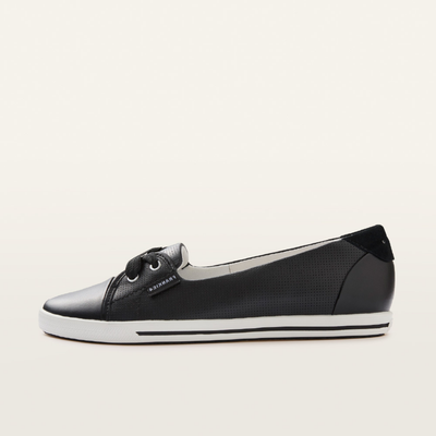 Hannah Iii Black Punched Leather Sneakers