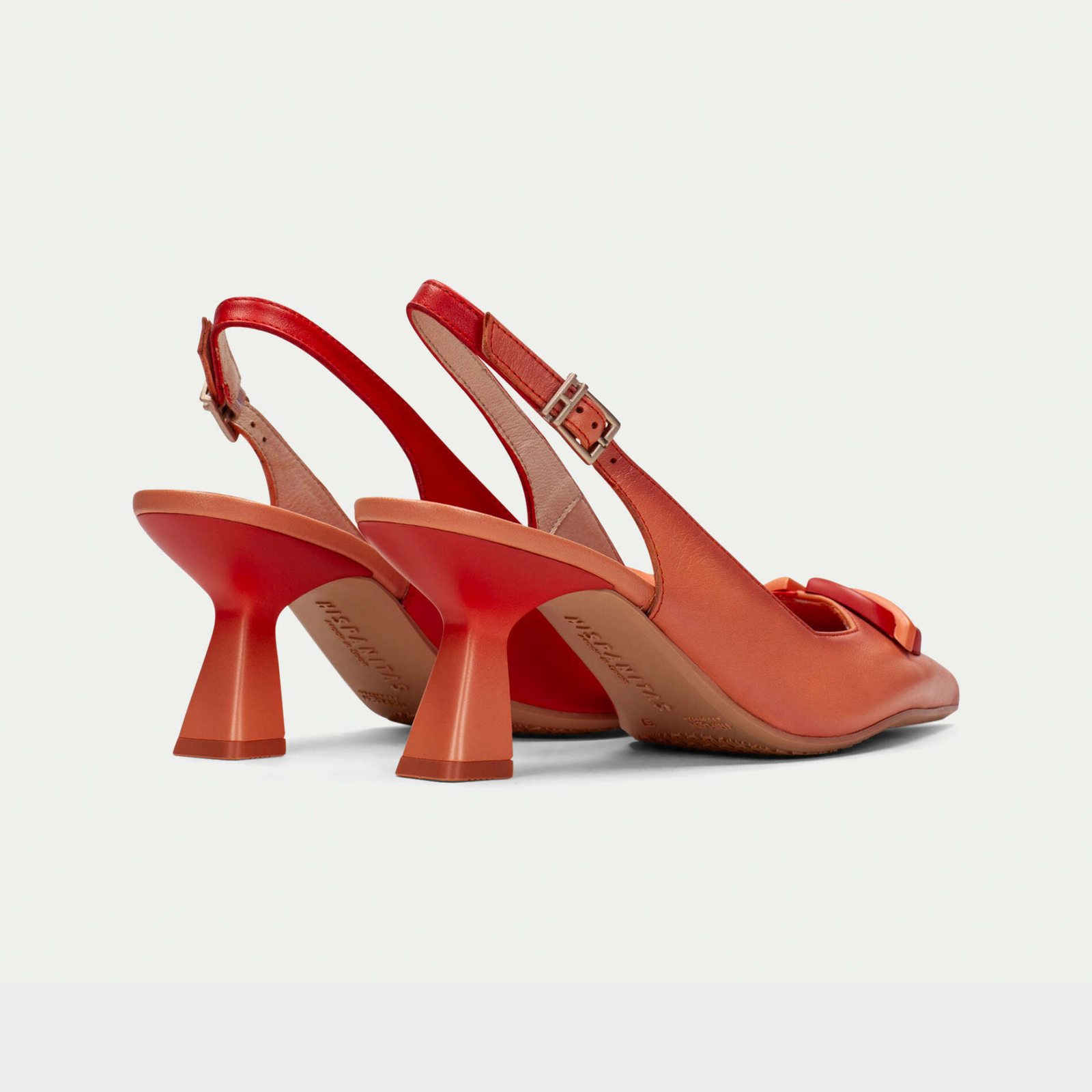Hv253867 Coral/ Tangerine Leather Heels