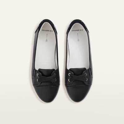 Hannah Iii Black Punched Leather Sneakers