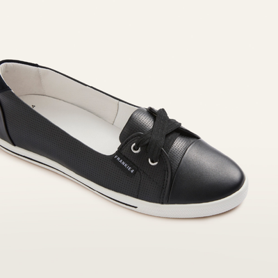 Hannah Iii Black Punched Leather Sneakers