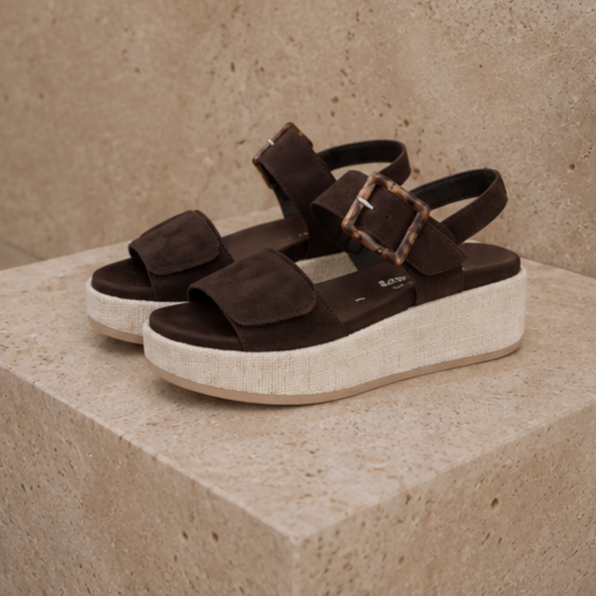 D1N54 Havana Suede Wedge Sandals