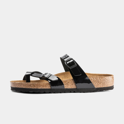 Mayari Patent Black Birko Flor Sandals
