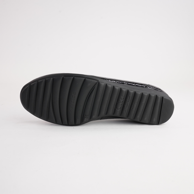 Gia Black Alligator Patent Leather Ballet Flats
