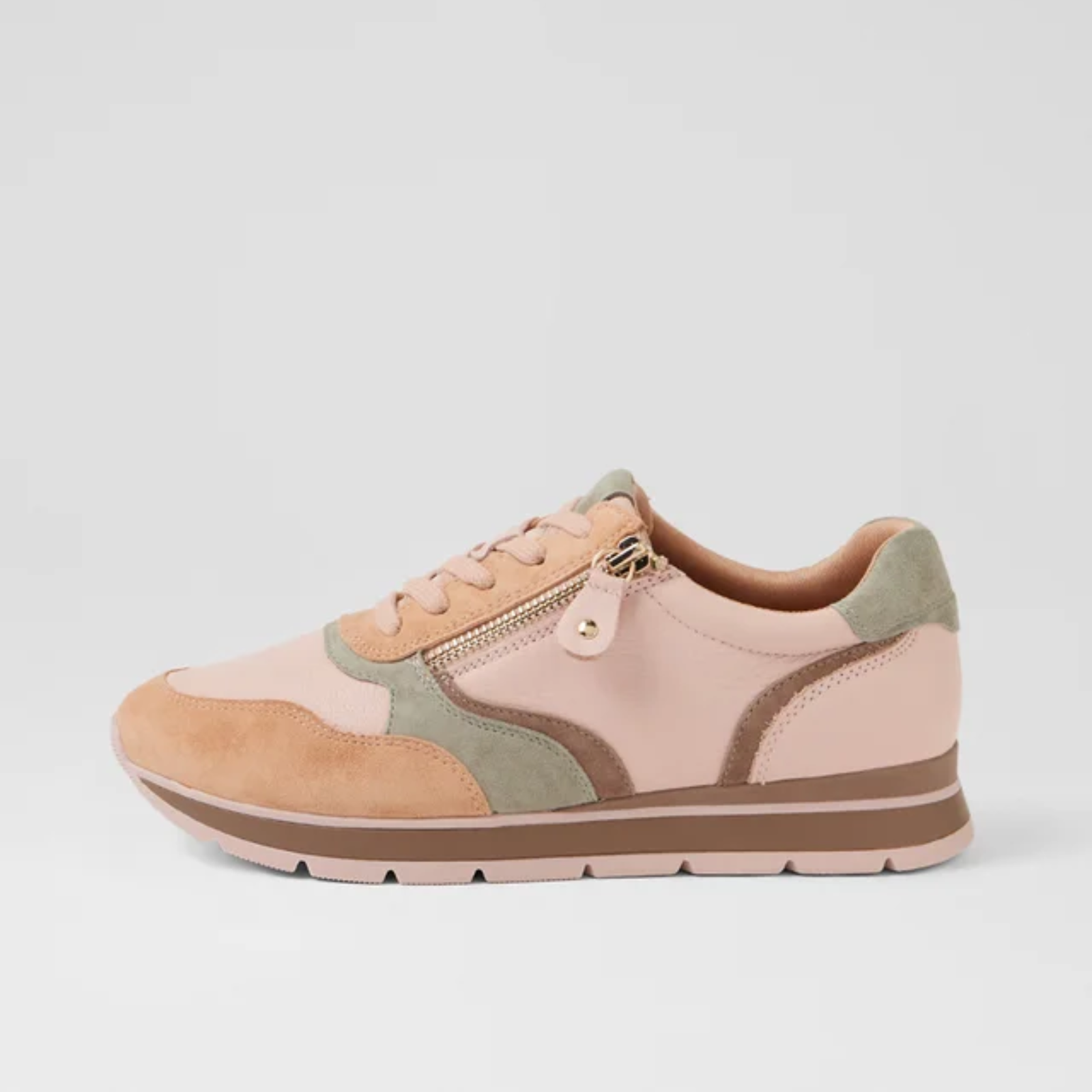 Narniea Soft Pink Leather Sneakers