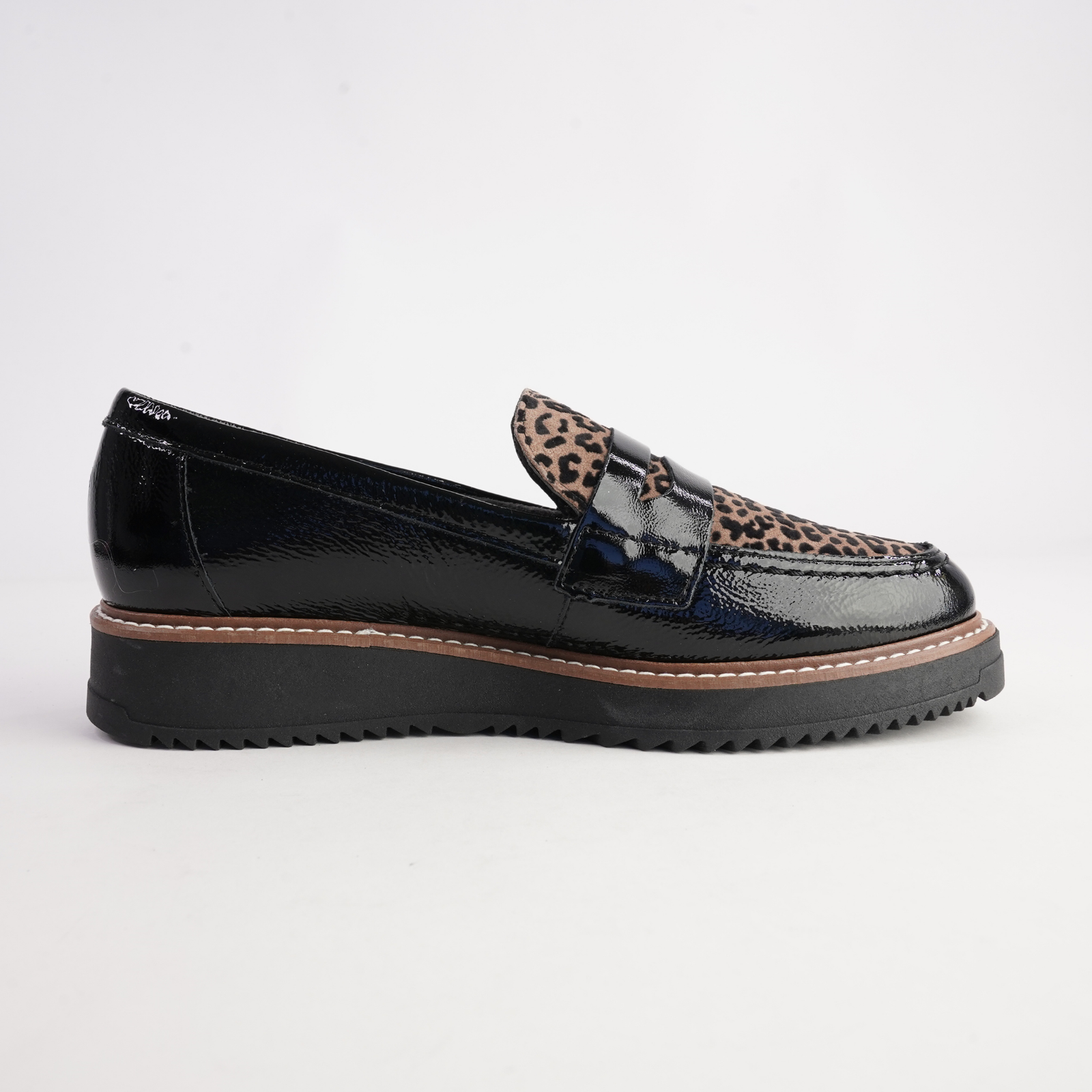10762 Negro Leopard Multi Leather Loafers