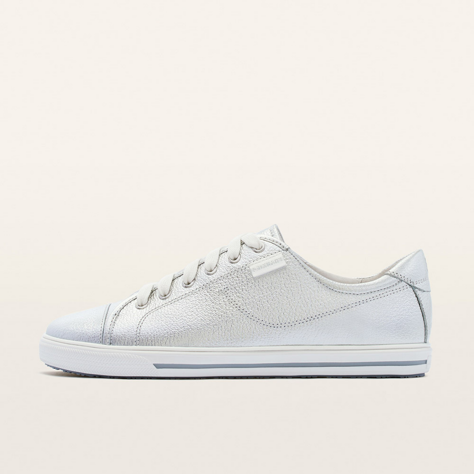 Nat III Silver Tumbled Leather Sneakers