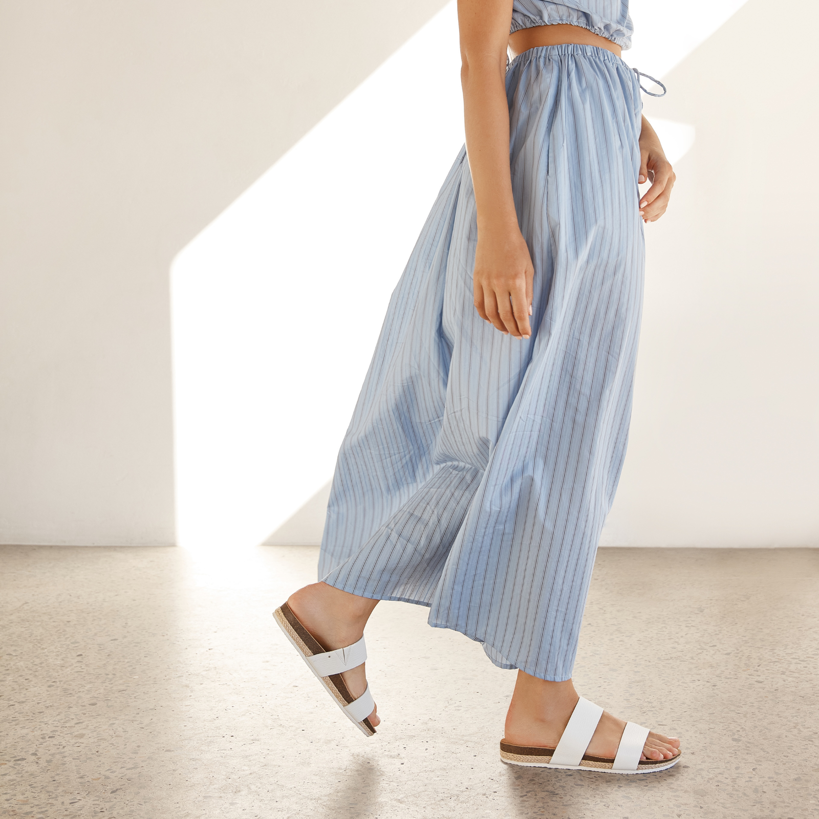 Maria III White Grain Leather Sandals