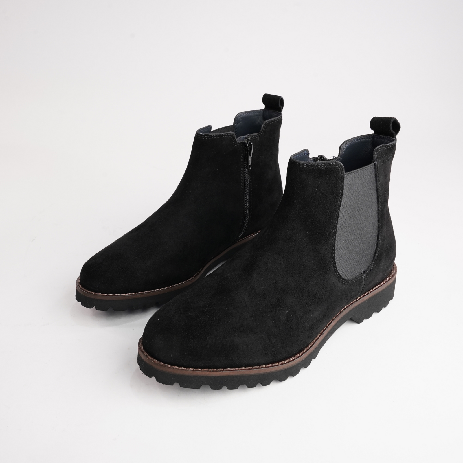 Meredith701 Black Suede Leather Ankle Boots