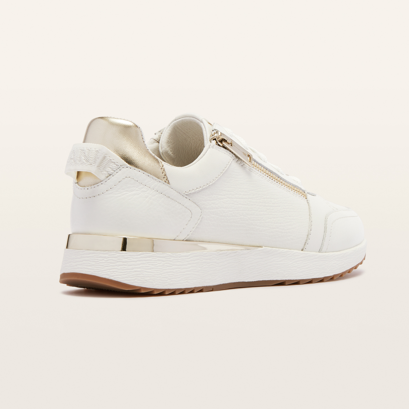 Brooklyn White/ Gold Leather Sneakers