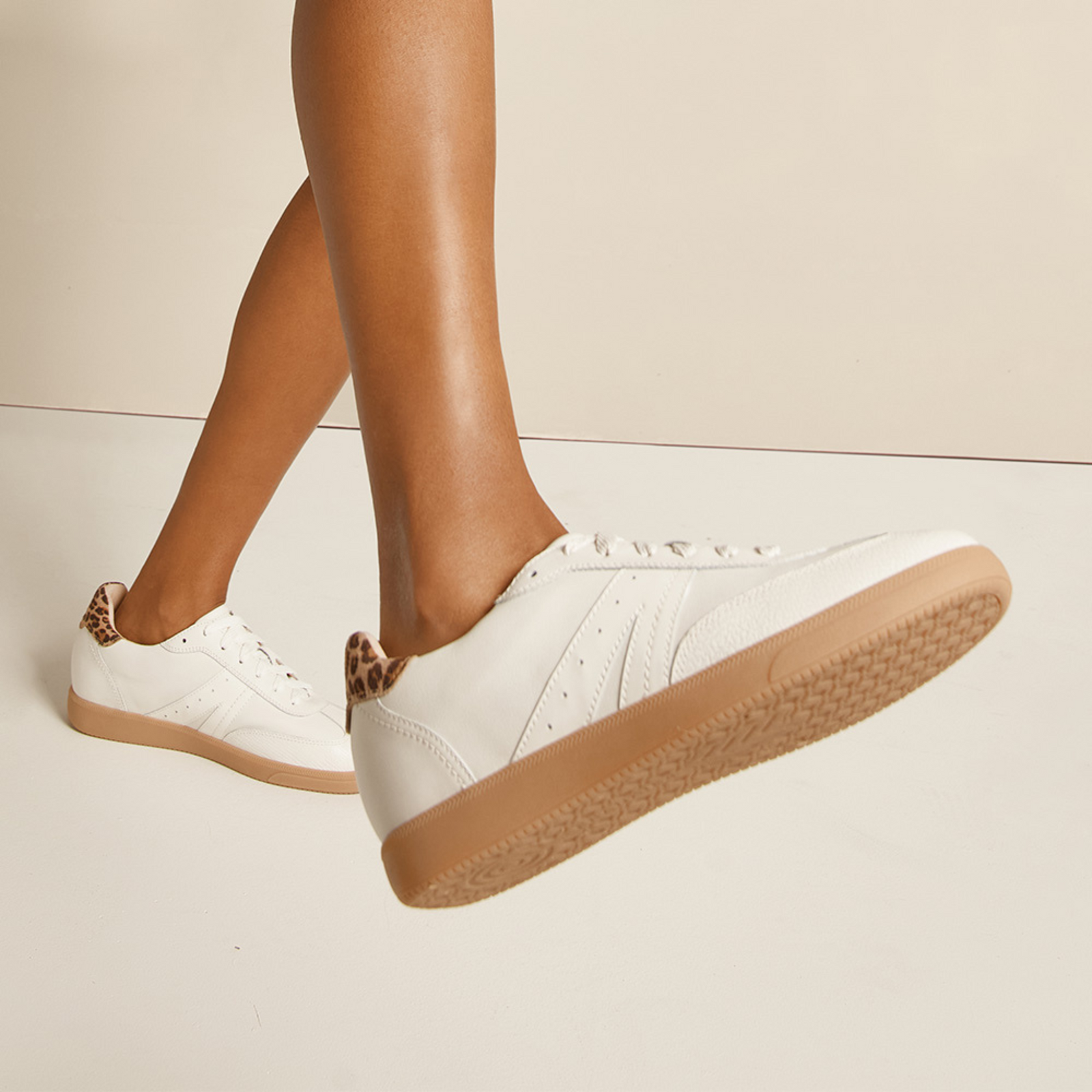 Levi White/ Leopard Leather Sneakers