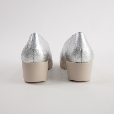 Caroline Silver Leather Wedges