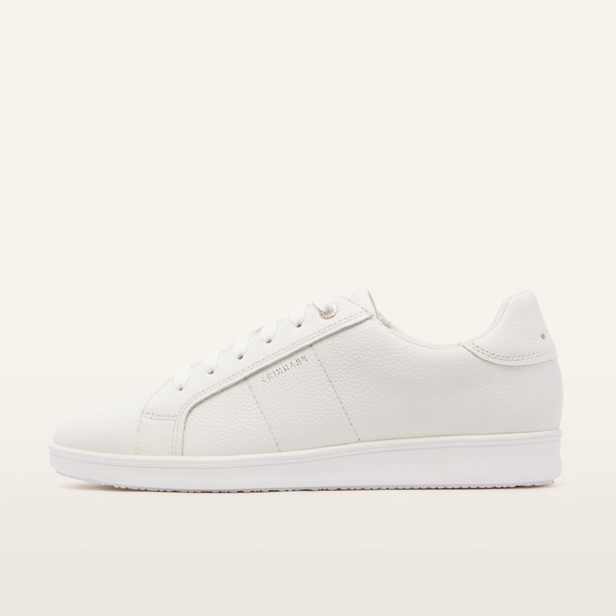Jackie V White Tumbled Leather Sneakers