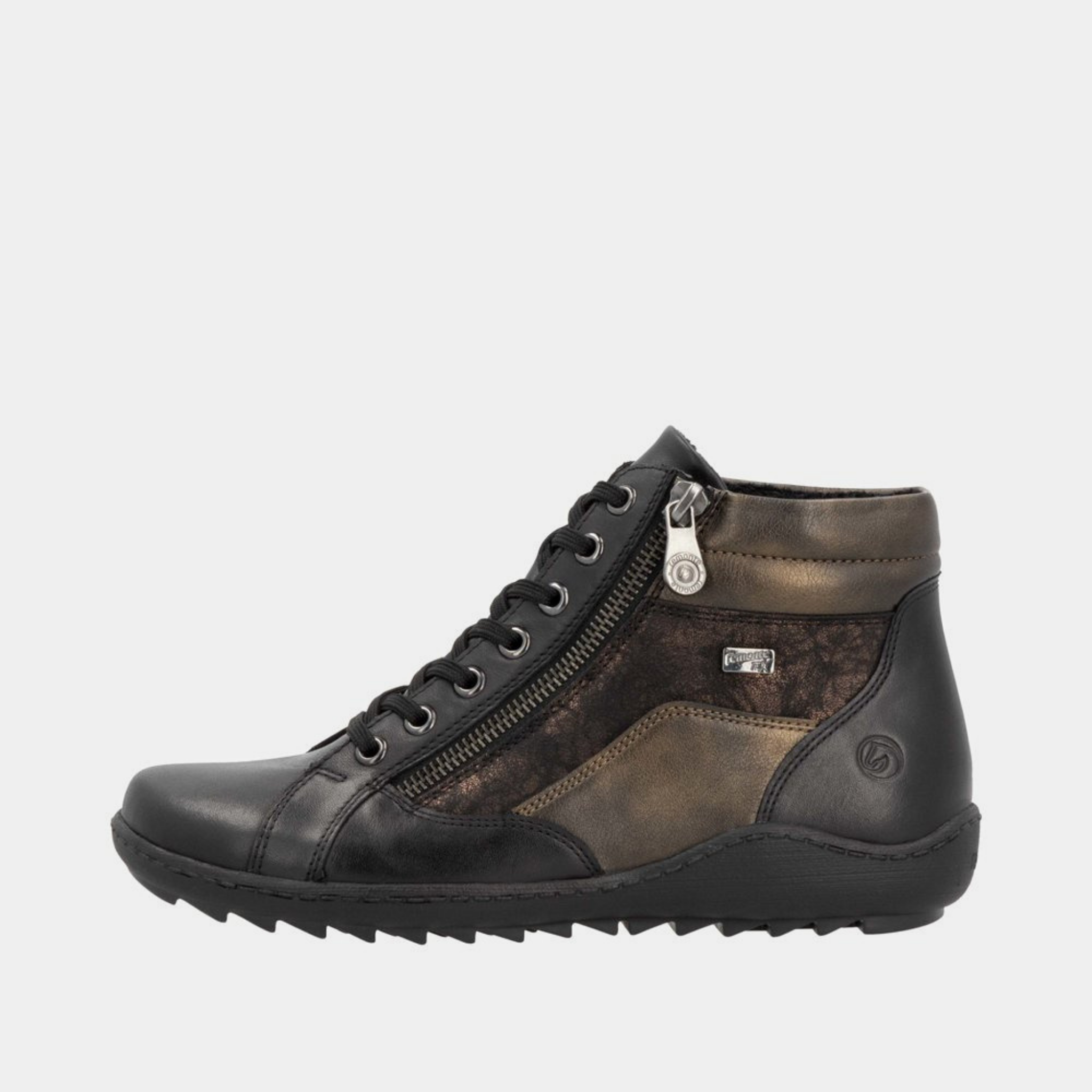 R1458 Schwarz Leather Lace Up Boots
