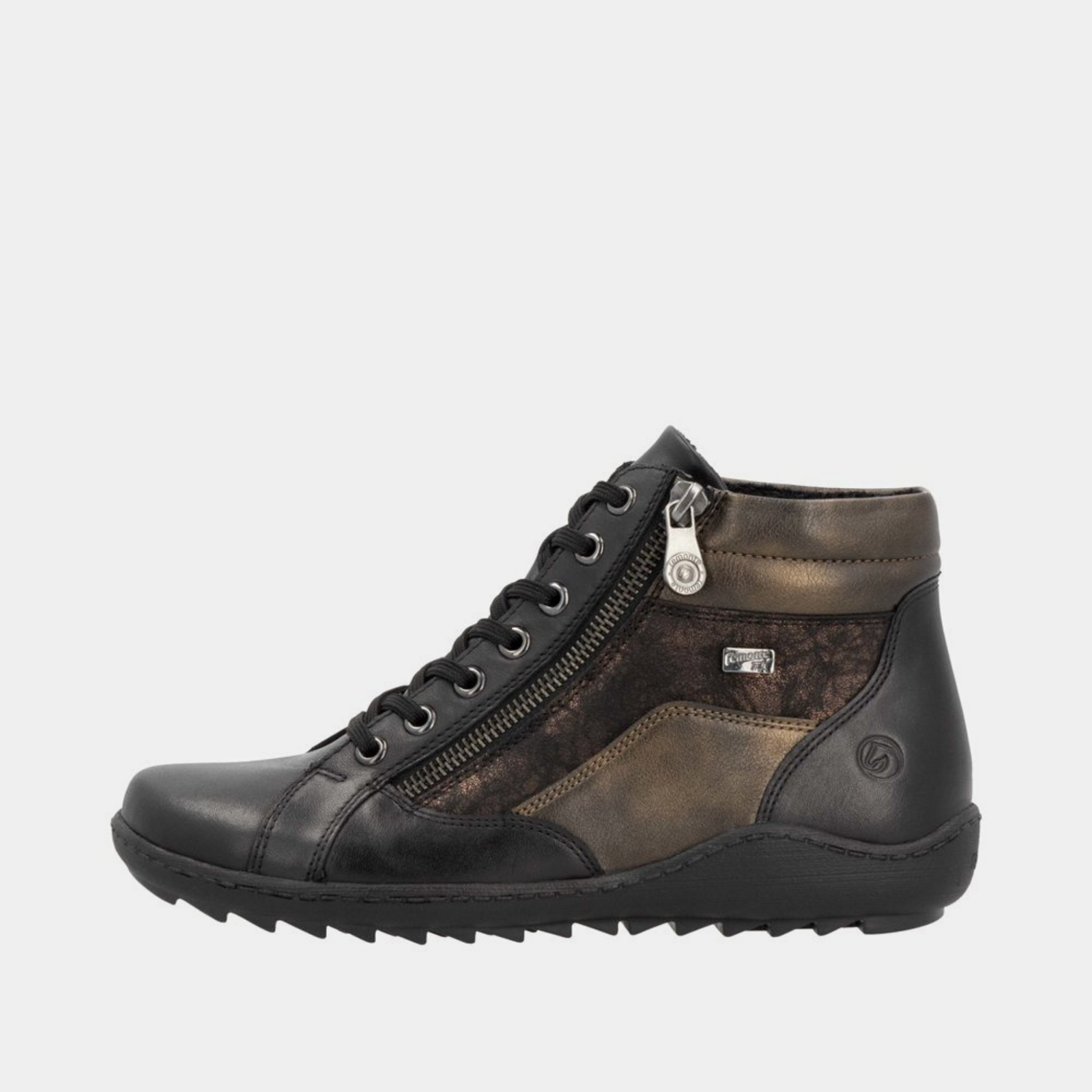 R1458 Schwarz Leather Lace Up Boots