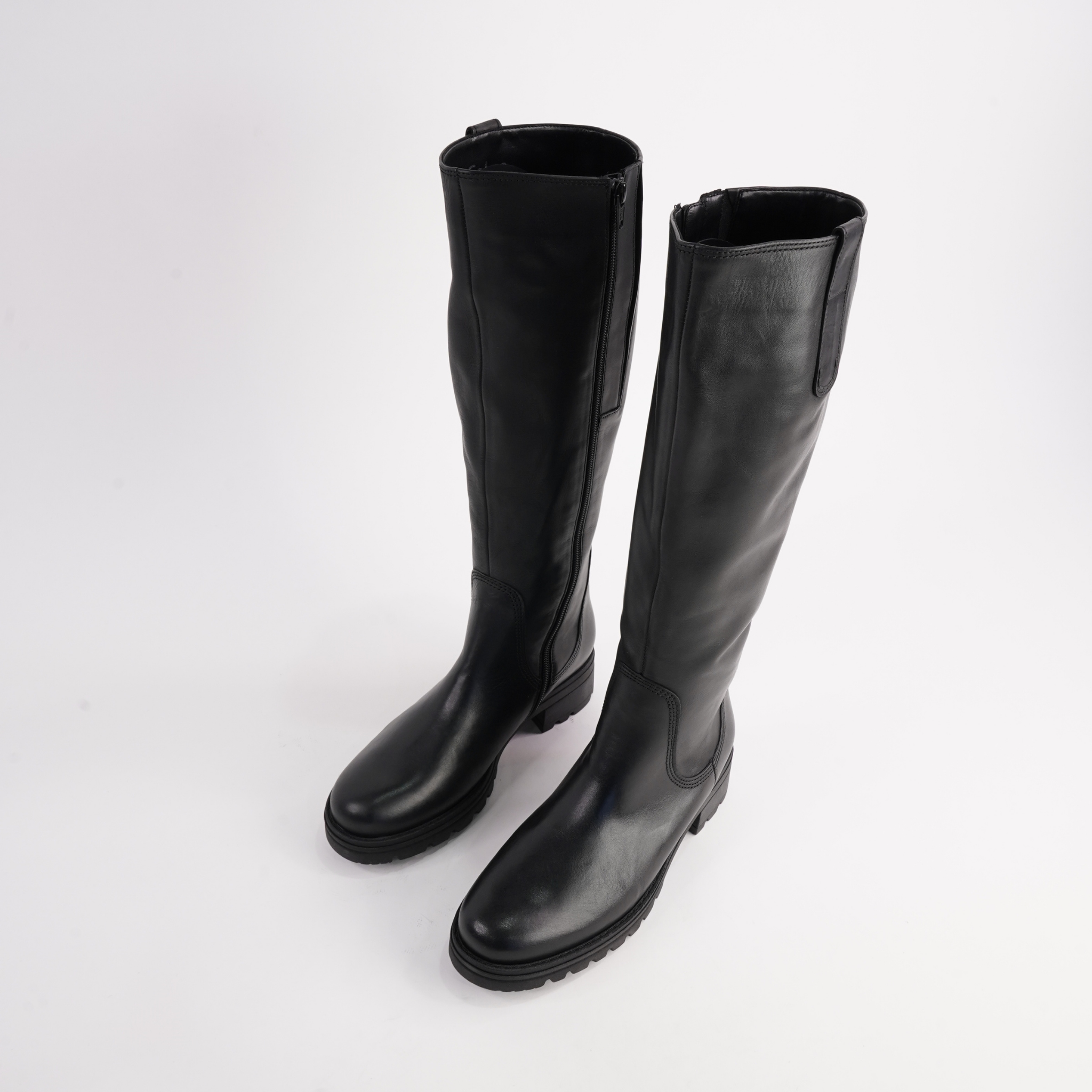 Mia Black Leather Knee High Boots