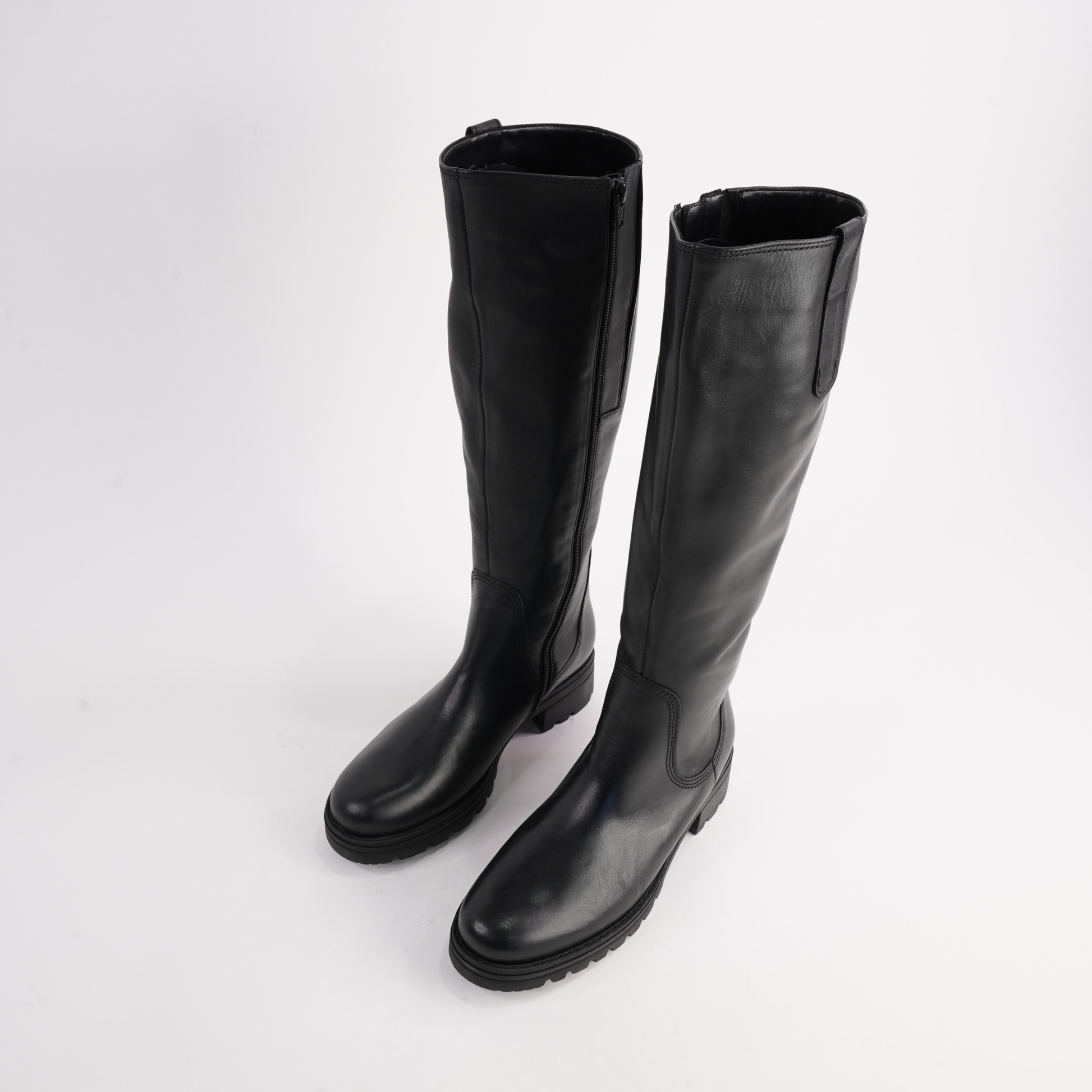 Mia Black Leather Knee High Boots