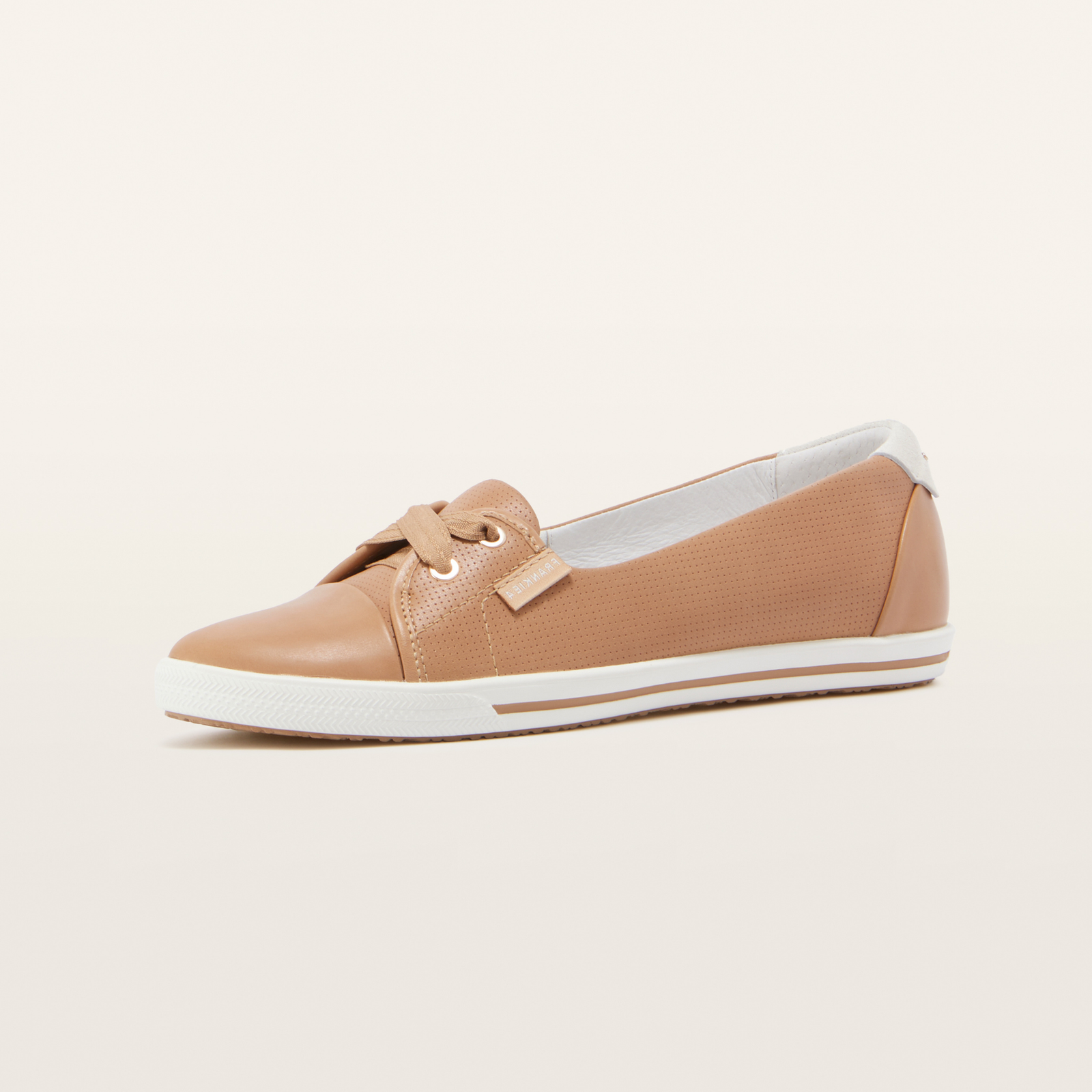 Hannah III Camel Punched Leather Sneakers