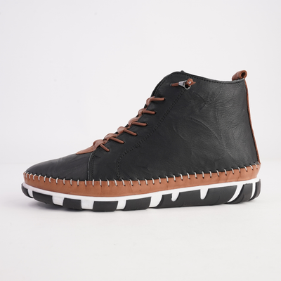 Christie Black Leather Lace Up Boots