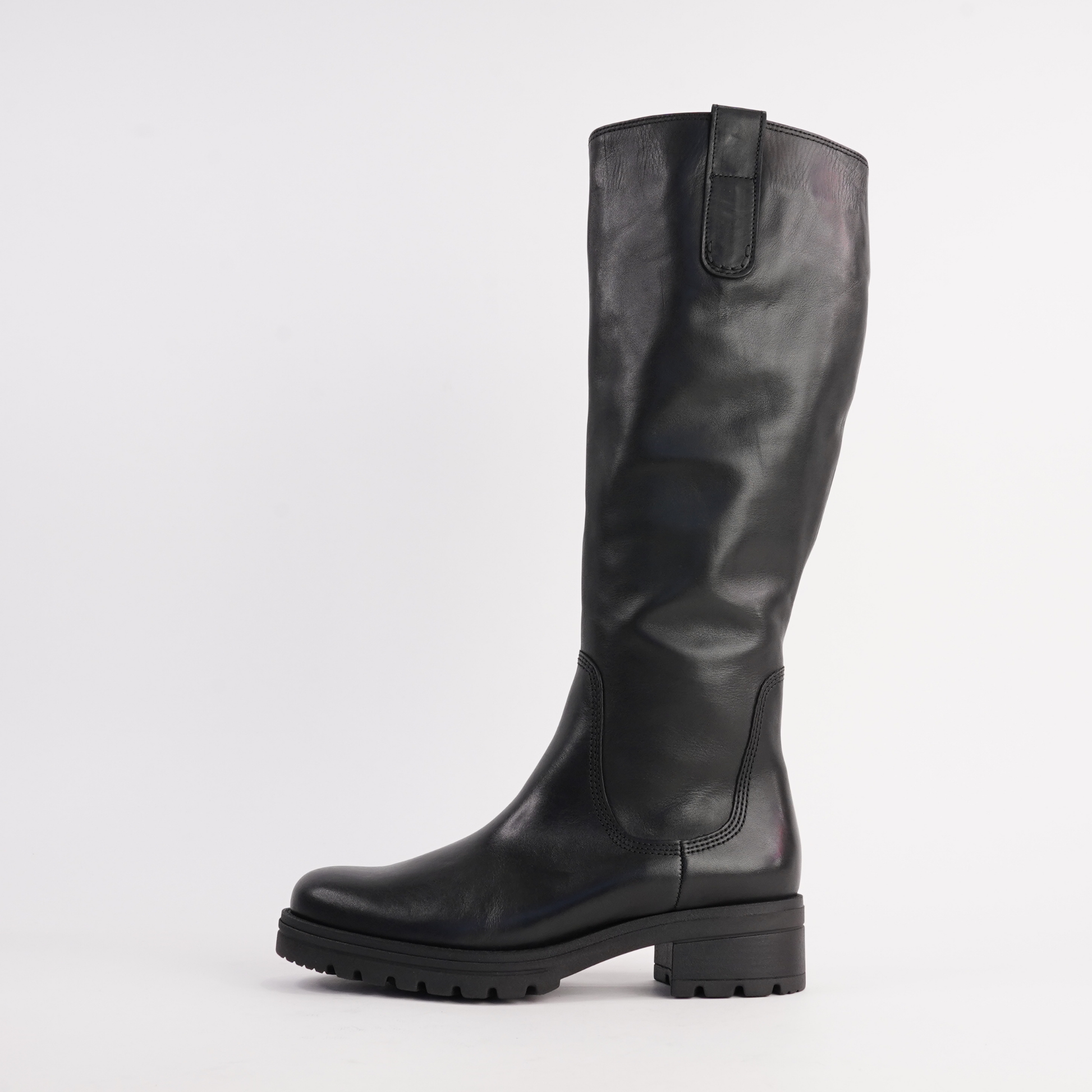 Mia Black Leather Knee High Boots