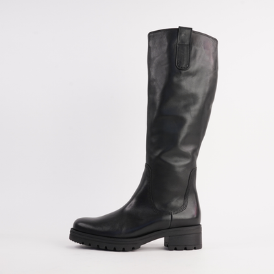 Mia Black Leather Knee High Boots
