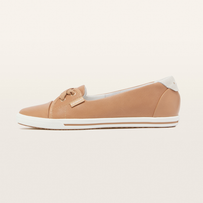 Hannah III Camel Punched Leather Sneakers