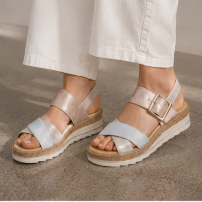V7951 Nude Shimmer Combo Sandals