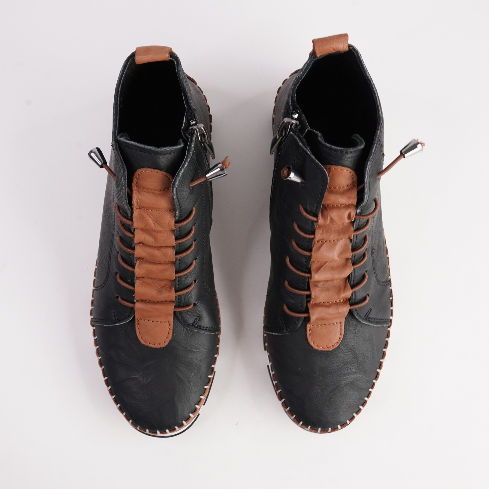 Christie Black Leather Lace Up Boots